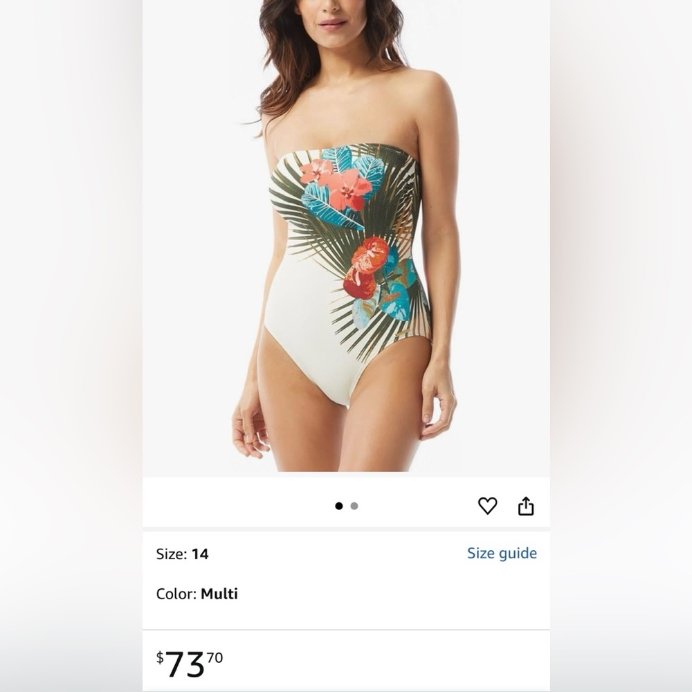 Vince Camuto Cream and Teal Swimsuit